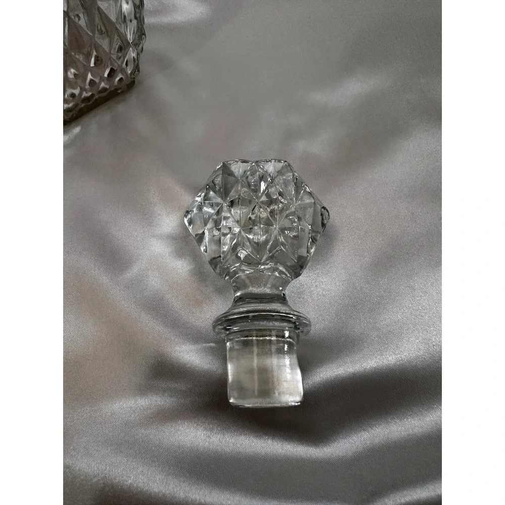 Vintage Kings Crown‎ Ruby Flash Glass Decanter with Stopper 12 Inch Hexagonal